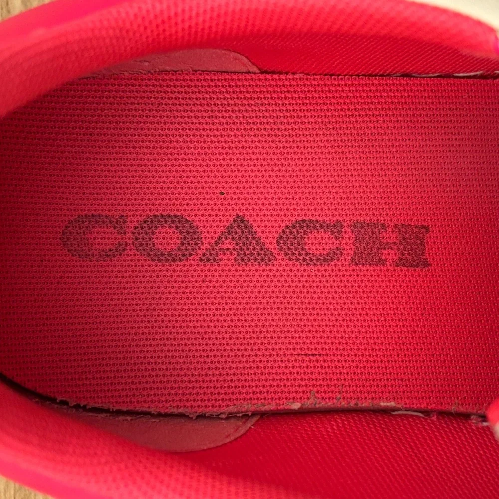 COACH G5040 Lowline Low Top Sneaker Womens Size 9 White Hot Pink‎ Leather Casual - Picture 7 of 13